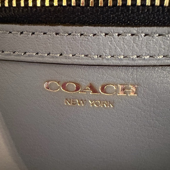 Coach Lite Blue/Navy Blue with Yellow Accents Larger Wristlet- Zippered Pouch - Picture 7 of 12